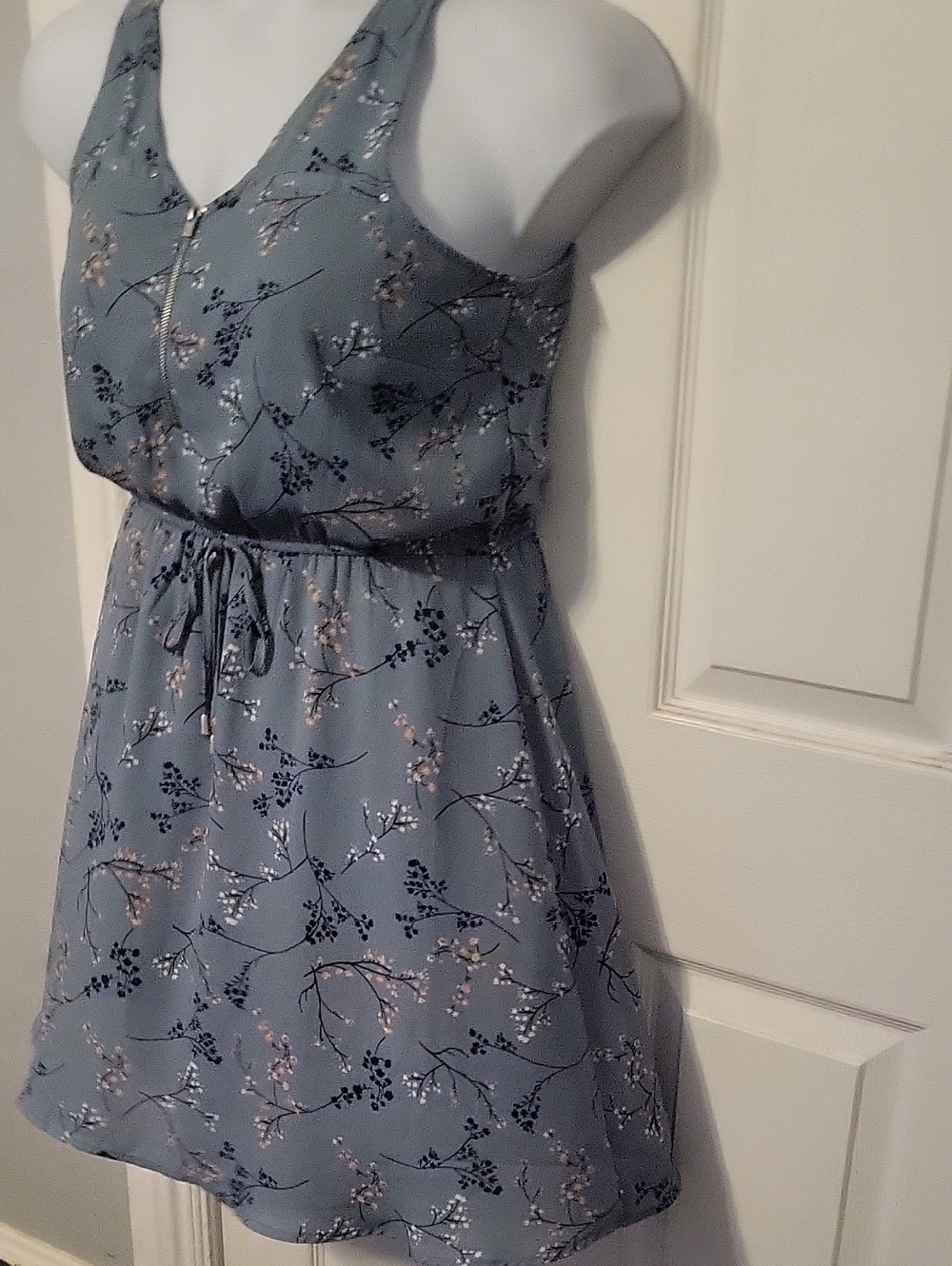 Maurices Blue Floral Drawstring Tank Dress - Picture 6 of 10